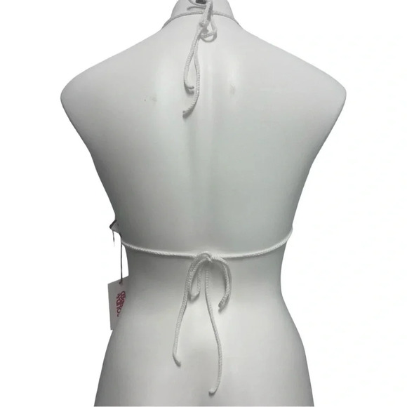 SOLID & STRIPED The Iris Triangl Swimwear Bikini Top Crochet Sequins White NWT - Picture 6 of 9